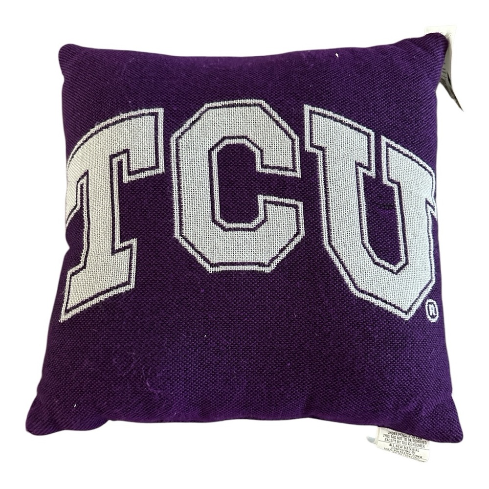 TCU Texas Christian university throw pillow fear the frog purple & white - Picture 2 of 9